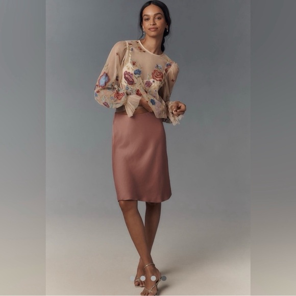 Anthropologie Sheer Floral Embroidered Blouse - Picture 4 of 6